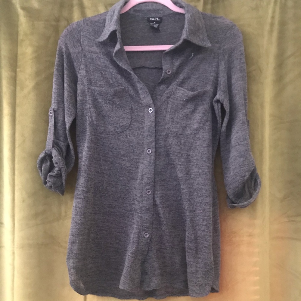 Grey button down